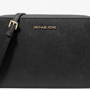 EUC Michael Kors Black crossbody with Gold Accents